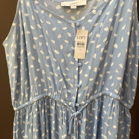 BRUSHSTROKE BUTTON RUFFLE MIDI DRESS - Picture 4 of 4